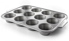 Tavă de brioșe Kitchenaid pentru produse de copt din oțel aluminizat, antiaderentă, rezistentă la cuptor, se poate spăla în mașina de spălat vase, gri Matrite si tavi pentru copt Naty Shop