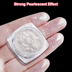 2 Schachteln Weiße Perle Chrom Nagelpuder - Transparent Aurora Ice Shimmer Chrome Pigment Pulver Für Nägel, Glazed Donut Glitzerpuder Nails Spiegeleffekt-Glitter Nagelkunst-Pulver Für Diy-Salon