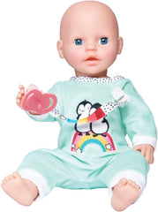 Heless 1181 - Strampler für Puppen im Pinguin Pünktchen Design, aus Softvelours mit hochwertiger Bestickung, Größe 28 - 35 cm