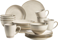 MÄSER 931512 Nottingham Vintage Series Set de veselă pentru 4 persoane, serviciu combinat de 20 de piese cu forme rotunjite neregulate în aspect retro, gresie, bej