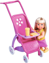 Simba 105733673 - Steffi Love Happy Family, Păpușă însărcinată, Kevin, Evi și bebeluș cu cărucior, 11 piese, accesorii, 30 cm, vârste 3+