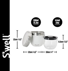 Bol pentru mâncare Eats 2 în 1 cu capac cu șurub, 636 ml, piatră de lună, sticlă pentru mâncare izolată triplu și etanșă pentru până la 11h rece/7h caldă în timpul călătoriilor Cutii depozitare alimente Naty Shop
