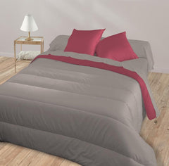 Bleu Câlin zweifarbige Wendedecke für 2 Personen, Mikrofaser, Burgunderrot/Pfeffer, 220 x 240 cm Steppdecken und Steppdecken Naty Shop