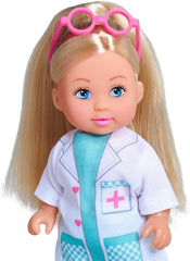 Simba Evi Love Pet Doctor – Puppe (12 cm) als Tierärztin mit Plüsch‑Tier & Arztzubehör, kreatives Rollenspiel für Kinder ab 3 Jahren