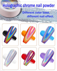 Wahrshei 6 Chrome Nail Powder, Chrome Pulver Nägel Mit Spiegeleffekt, Laser Chrome Puder, Pearl Effect Powder Für Glazed Donut Nails