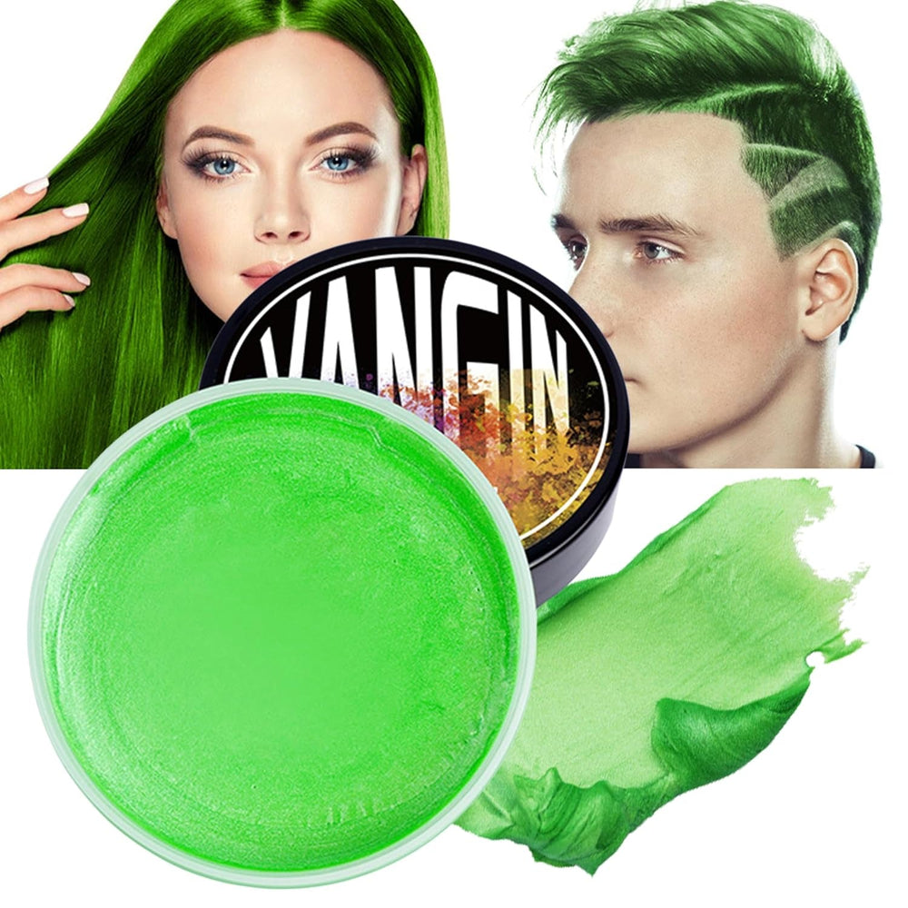 Vopsea de păr temporară verde, Styling Hair Tone pentru bărbați femei, Pomadă pentru coafură naturală, Ceară de vopsit părul pentru petreceri, Cosplay & Halloween, Crăciun, Vopsea de păr temporară cremă (100g, verde) Vopsea pentru par Naty Shop Verde 1 G (1 pachet)