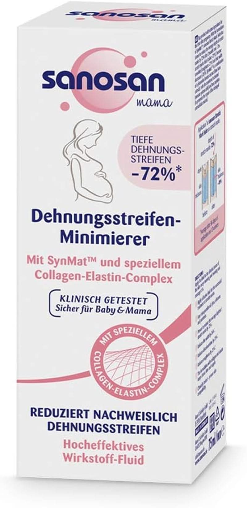 Sanosan Stretch Mark Minimizer, klinisch getestet – reduziert nachweislich Dehnungsstreifen nach der Schwangerschaft, ohne Paraffinöl, Farbstoffe, Silikone, 75 ml Kosmetik und Schönheit Naty Shop 1 Stück