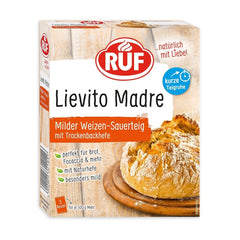 RUF Lievito Madre Sauerteig, Milder Weizen-Sauerteig, Mutterteig, Kurze Teigruhe Durch Enthaltene Trockenhefe, Lievito Madre Getrocknet Für Brot, Baguette, Focaccia, 3X35G Mischung zum Backen und Kochen Naty Shop 35 G (3Er Pack) Kurze Teigruhe