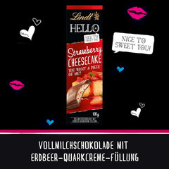 Lindt HELLO Cheesecake cu căpșuni și ciocolată | Baton 100g | Ciocolată cu lapte cu umplutură de cremă de quark cu căpșuni | Baton de ciocolată | Cadou de ciocolată (Pachet de 5)
