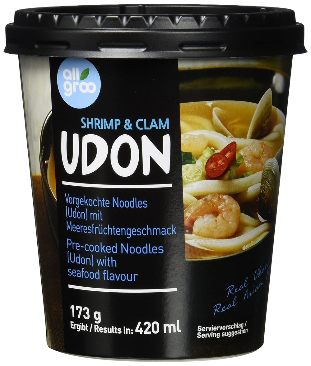 Allgroo Udon Cup Instant-Nudeln – geschmackvolle würzige Meeresfrüchte-Udon-Suppe – schnelle Zubereitung (1 x 173 g)