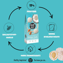 Praline de cocos fără zahăr cu migdale, feel FIT, fără zahăr adăugat, 17% proteine, 63 g