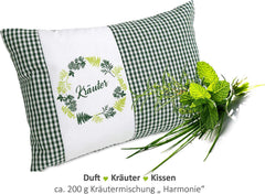Gözze - Pernă parfumată cu ierburi, umplutură din amestec de ierburi 200G, capac din bumbac 100%, 30 X 20 Cm - Verde carouri Perne standard Naty Shop