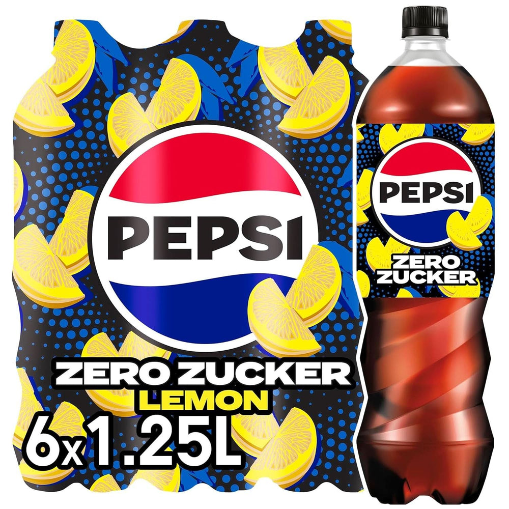 Pepsi Zero Sugar Lemon, Pepsi's zuckerfreies Erfrischungsgetränk mit Zitronengeschmack, Set 6 x 1,25 Liter Naty Shop Neue Version