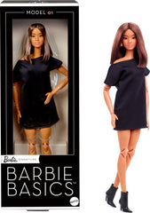 Barbie Basics Modell 1 Sammlerpuppe mit brünettem Haar, schwarzem Minikleid und Schuhen, universellem modischem beweglichem Körper und austauschbarem Kopf JBH72 Naty Shop Dolls Standardtitel