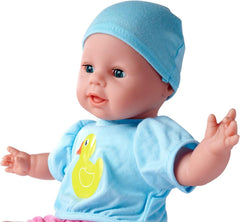 Simba 105010964 - Laura Hungry, păpușă moale cu suzetă, linguriță magică, biberon și farfurie care dispar, 38 cm, păpușă bebeluș pentru copii de la 2 ani