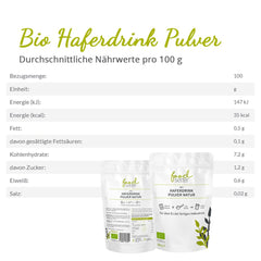 foodsetter Bio Haferdrink Pulver | 500g Beutel | Haferpulver | Instant-Haferpulver | Bio-Qualität | Vegan | Glutenfrei | Ohne Zuckerzusatz | 0,5 kg