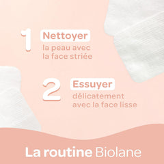 BIOLANE 12 Dischete umede Maxi-Squares – Bebeluși – 100% Organic – 720 Bumbac – pentru piele sensibilă – Schimb și Toaletă – de la naștere – fabricate în Franța