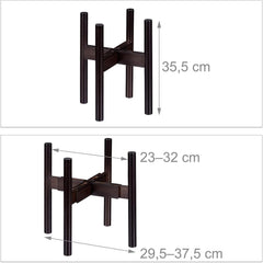 Relaxdays Suport pentru flori din bambus, reglabil individual, pentru ghivece de flori de până la 32 cm, suport pentru plante, H: 35,5 cm, maro, 1 bucată 10028823