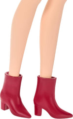 Barbie Fashionistas Puppe Nr. 246 in einem rosa, trägerlosen Kleid mit Leopardenmuster, mit schwarzem Haar und Zubehörteilen wie einem Schleifenhalsband und Stiefeln, JJN59
