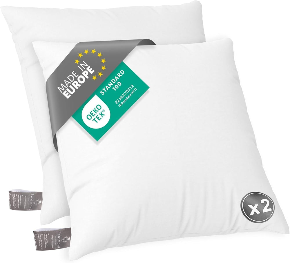 FAM Home Pernă 80X80 Set de 2 Microfibre moi - Pernă 80X80 Suferă de alergii Cu suport optim pentru gât și cap - Pernă interioară Respirabilă Reglarea umidității Antibacteriană Perne ortopedice cervicale Naty Shop Set de 2 80X80 Cm