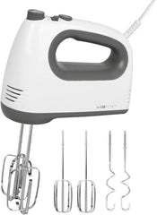 Clatronic Mixer | Kraftvoller 400 Watt-Motor | Handmixer | Turbostufe & 5 Geschwindigkeitsstufen | Handrührgerät | Spülmaschinengeeignete Edelstahlquirle Und -Knethaken | HM 3775 Bucatarie Naty Shop Weiß-Grau 400 Watt