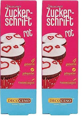Decocino Inscripționare Zahăr în Roșu – Inscripționare Colorant Alimentar – Tub Practic pentru Etichetarea Fondantului și Glazurii – Decorațiuni de Coacere pentru Torturi, Torturi și Cupcakes! (Pachet de 2)