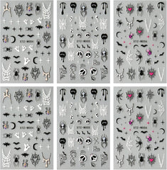 JMEOWIO Nagelsticker Halloween 6 Blatt Nail Art Sticker Selbstklebend Nagelaufkleber Dekoration Nageldesign Zubehör