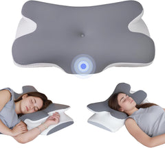 Pernă din spumă de memorie Pernă pentru gât Pernă ortopedică - Design ergonomic Cu formă goală Pentru cei care dorm lateral, pe spate și pe stomac Gri Perne ortopedice cervicale Naty Shop Titlu implicit