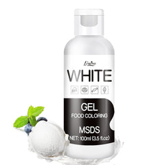 Colorant alimentar în gel - 100 ml, coloranți alimentari în gel pentru prăjituri, copt, fursecuri, macaroane - Colorant alimentar concentrat fără zahăr pentru decorarea torturilor, băuturi, ouă de Paște, slime DIY (alb)