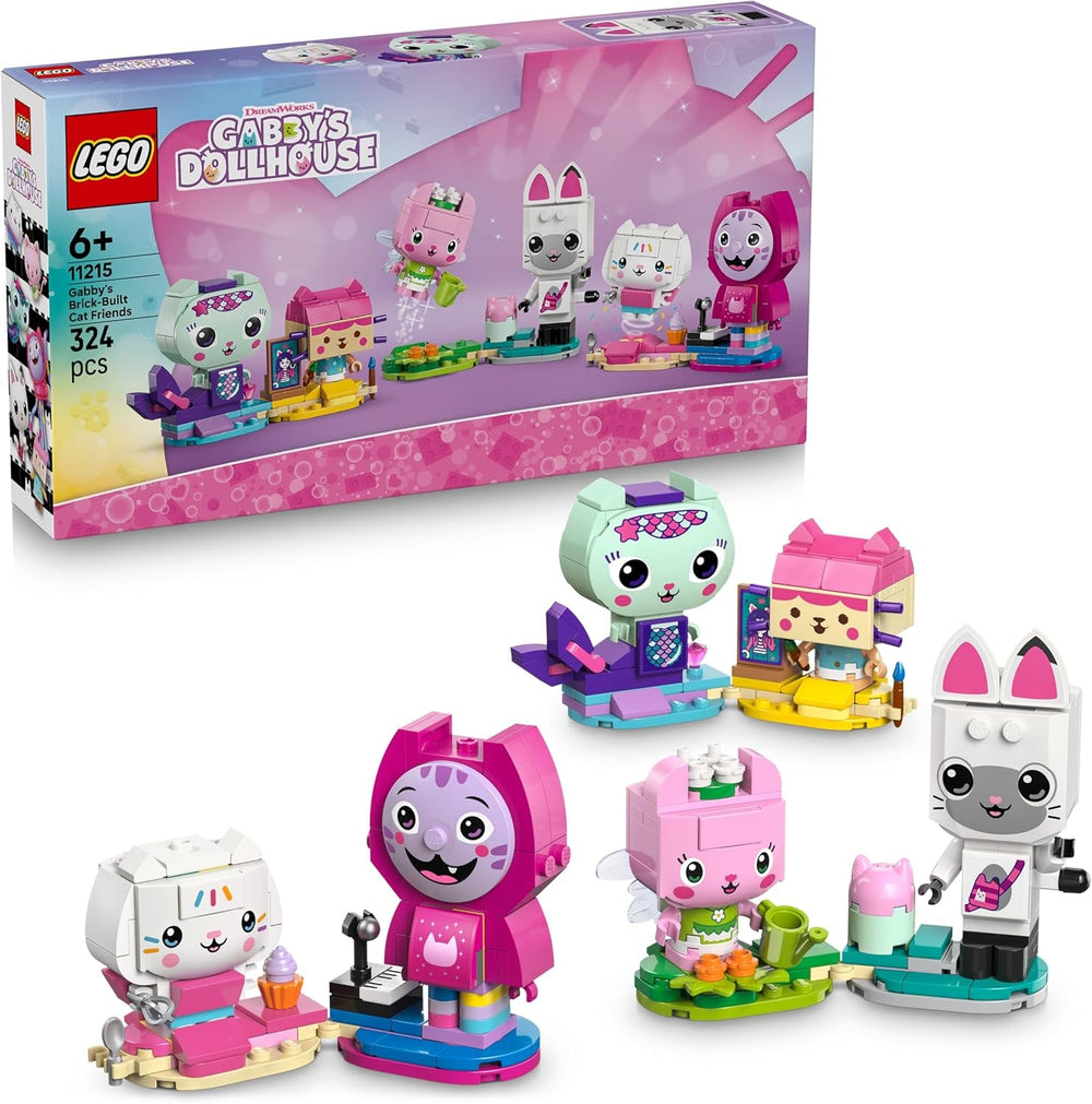 LEGO Gabbys Puppenhaus Gabbys Katzenfreunde - Spielzeug mit 6 Tierfiguren inkl. Meerkätzchen und Kitty Fairy - Ständer zum Ausstellen - Geschenk für Mädchen ab 6 Jahren - 11215