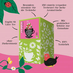 Cupper Ceai de fructe bio Cranberry Rasperry | Ceai cu zmeură | 250 pliculețe de ceai nealbite | Pachet mare | Perfect pentru birou | Ecologic | Comerț echitabil