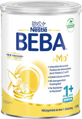 Băutură cu lapte BEBA Junior 1+ de la 1 an, Cu HMO, Conținut de proteine adaptat vârstei, Numai lactoză, Fără ulei de palmier, Fără ulei de pește, Hrană pentru copii mici, Lapte praf pentru bebeluși, Pachet de 3 (3 x 800g)