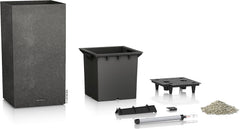 Lechuza CANTO Stone 30 înălțime, Negru grafit, Plastic de înaltă calitate, Include sistem de udare, Inserție de plantare detașabilă, Pentru uz interior și exterior, 13602, 30x30x56 cm