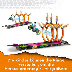 LEGO 60357 City Stuntz Stunttruck mit Feuerreifen-Challenge, mit schwungradbetriebenem Motorradspielzeug und Minifiguren, lustiges Geschenk für Kinder ab 6 Jahren, 2023 Set