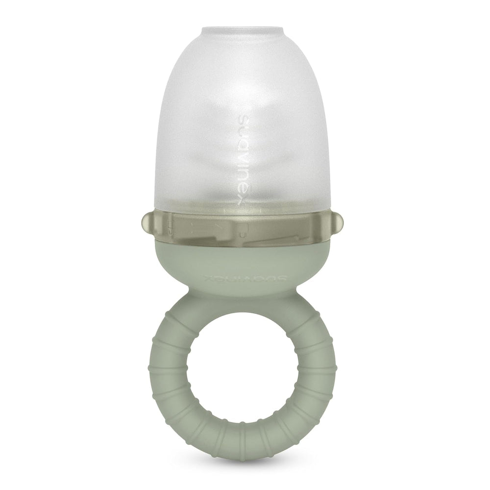 Ronțăitorul Suavinex pentru bebeluși, protecție anti-sufocare, calitate alimentară, silicon, cu capac, ușor de curățat, potrivit pentru mașina de spălat vase și congelator, calmează gingiile, de la 6 luni, verde