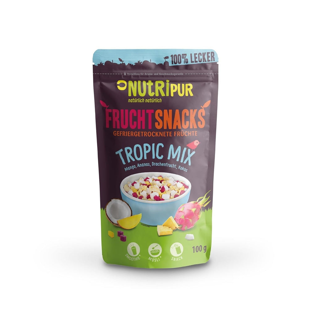 Amestec de fructe liofilizate "Tropic-Mix" 100g I Fructe de pădure și fructe uscate I Amestec de nucă de cocos, fruct dragon, mango și ananas I NutriPur Produse deshidratate Naty Shop Titlu implicit