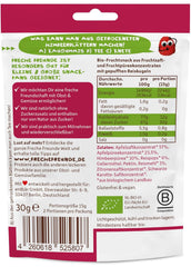 FRECHE FREUNDE Jeleuri organice cu fructe, măr, zmeură și acadele de orez, gustare dulce-fructată pentru copii, fără gluten, vegană, pachet de 20 (20 x 30g)