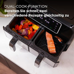 Kenwood Khealthy Twin Airfryer, 8 l (2 x 4 l), Doppelkammer, 8 Programme, Dual Cook & Sync Finish-Funktion, Touchscreen-Geräte Naty Shop
