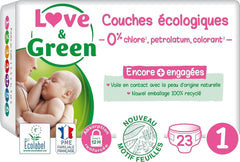 Love & Green, Babywindeln, hypoallergen, Mutter und Baby Naty Shop Größe 1, Neugeborene, 23 Windeln
