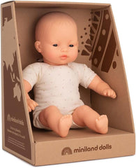 Miniland Dolls: asiatische Babypuppe, 32 cm, mit weichem Stoffkörper, in Geschenkbox, Natur, 31366