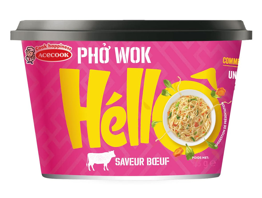 HELLO PHO WOK Instant-Reisnudeln, Rindfleisch – 1 x 76 g
