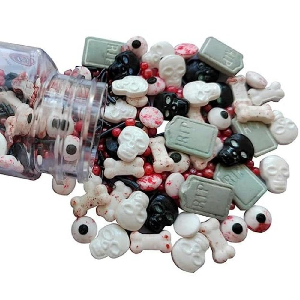 Essbare Dekorationen, Süßigkeiten und Streusel für Halloween, 100 Gramm Streusel Naty Shop Halloween-Grabstein