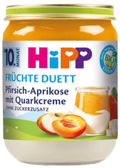Hipp Bio-Früchteduett Pfirsich und Aprikose mit Frischkäse, 6er-Pack (6 x 160 Gramm) Mutter und Kind Naty Shop 6 x 160 Gramm Pfirsich und Aprikose mit Frischkäse