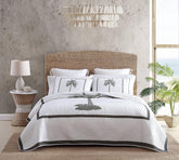 Tommy Bahama Palm Island-Kollektion | Bettdecke – 100 % Baumwolle, wendbar, weich und atmungsaktiv, vorgewaschen für zusätzliche Weichheit, Kingsize-Bett, grau Naty Shop Steppdecken und Bettdecken Grey King