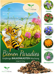 Mix pentru cutii de balcon Magic of Nature - Semințe de 10 g - Plante prietenoase cu albinele - Ușor de utilizat - Paradisul albinelor - 5 specii cultivate native - Potrivit pentru cutii de flori și jardiniere