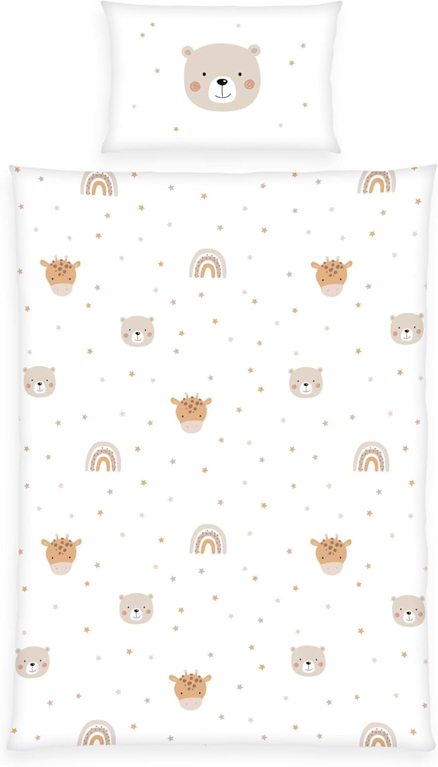 Herding Babybest Little Friends Winterbettwäsche, Kopfkissenbezug 40 X 60 Cm Mit Hoteleinschlag, Bettbezug 100 X 135Cm, Mit Reißverschluss, 100% Baumwolle/Flanell, Weiß, Twin Naty Shop Default Title