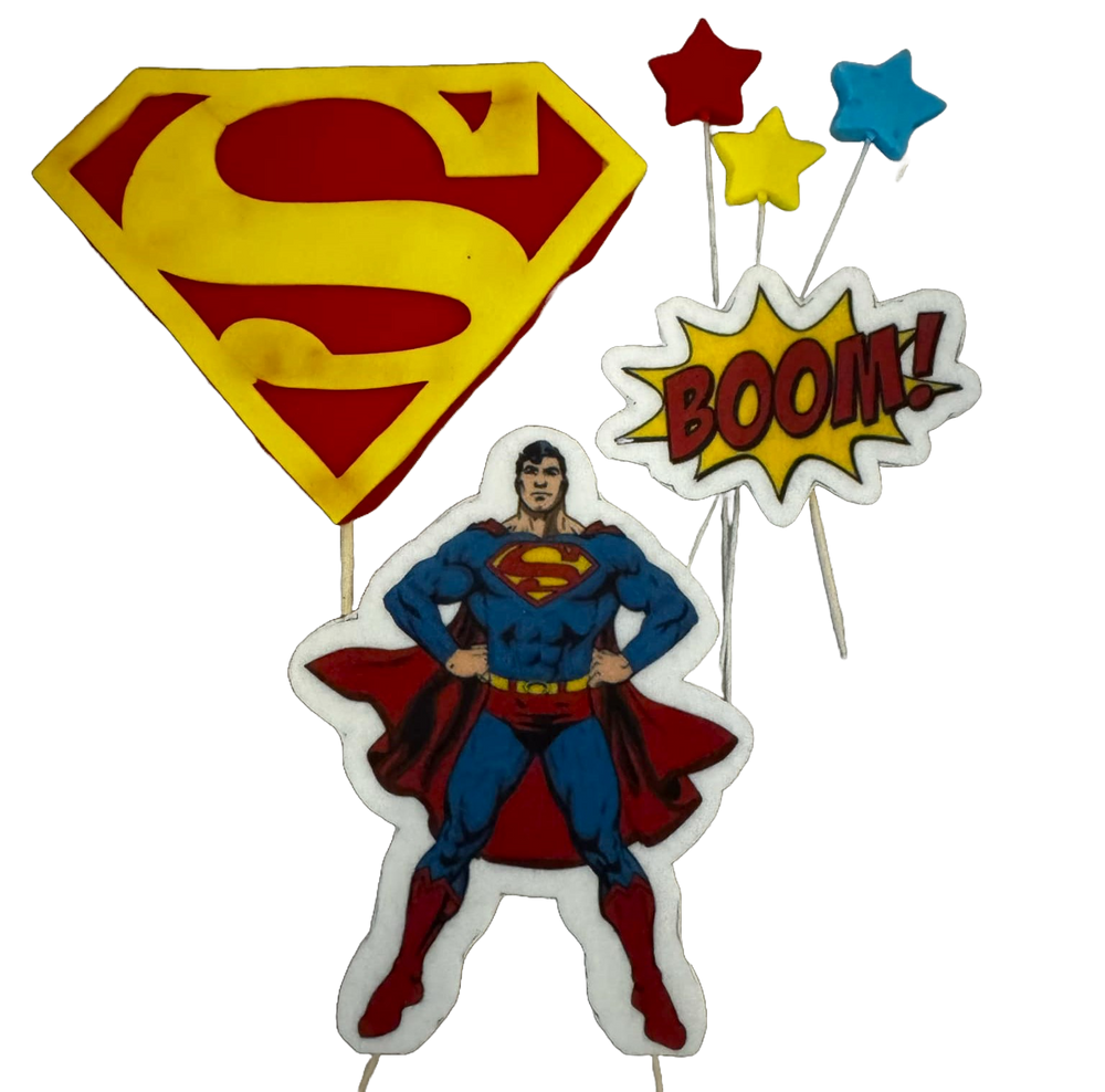 Set 6 decoratiuni comestibile din pasta de zahar, Superman Decoratiuni din Pasta de Zahar Naty Shop