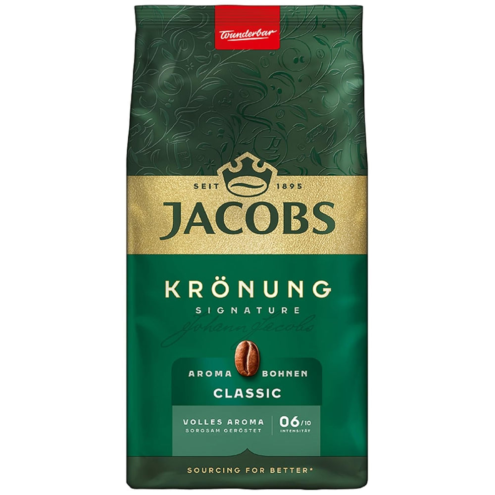 Jacobs Krönung Aroma Beans Classic, voller Geschmack, Nüsse, Zitrusnoten, Arabica- und Robusta-Bohnen, Intensität 6/10, ideal für klassischen Kaffee Naty Shop Coffee 500 Gramm Krönung