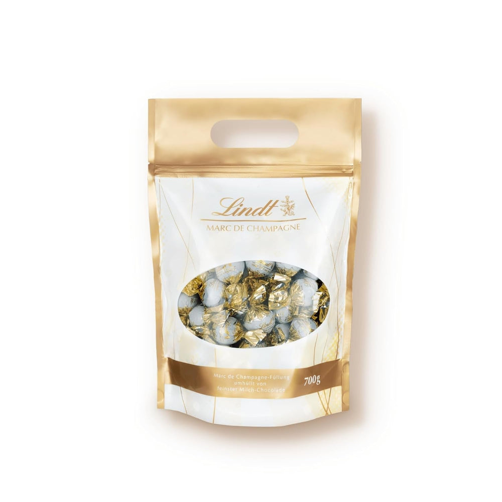 Lindt Marc De Champagne 56 Vollmilchschokoladen mit raffinierten Füllungen mit Alkohol 70 Gramm Naty Shop Chocolates