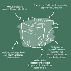 Scutece ecologice Eco by Naty Baby Eco Diapers - scutece organice premium, ecologice, fabricate din materiale pe bază de plante, ideale pentru pielea sensibilă a bebelușilor (mărimea 5 - 80 de bucăți)